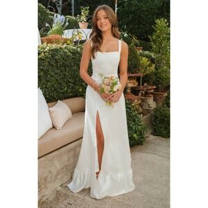 Show Me Your Mumu Clarissa Corset Dress in Ivory Luxe Satin XXL NWT